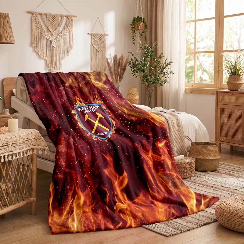 Coperta in Flanella con Stampa West Ham United Calcio Morbida Calda Coperta da Divano Letto per Casa Ufficio Camera da Letto