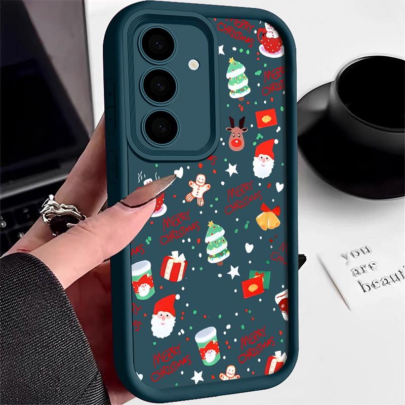 Cartoon Christmas Snowman Printed Back Cover For Samsung Galaxy S25 Edge S24 FE S23 S22 Ultra Plus A17 A56 A36 A16 A15 A55 A54 A53 5G Soft Phone Cover