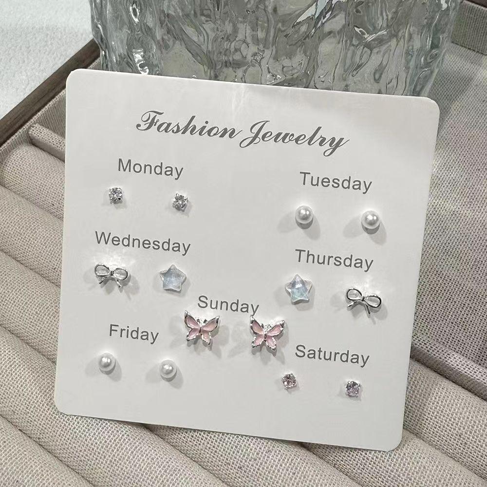 Neuer Niedlicher Schmetterling Stern Perlen Stecker Ohrringe Für Damen Exquisite Mini Ohrringe Schmuck Geschenk Großhandel Direktverkauf