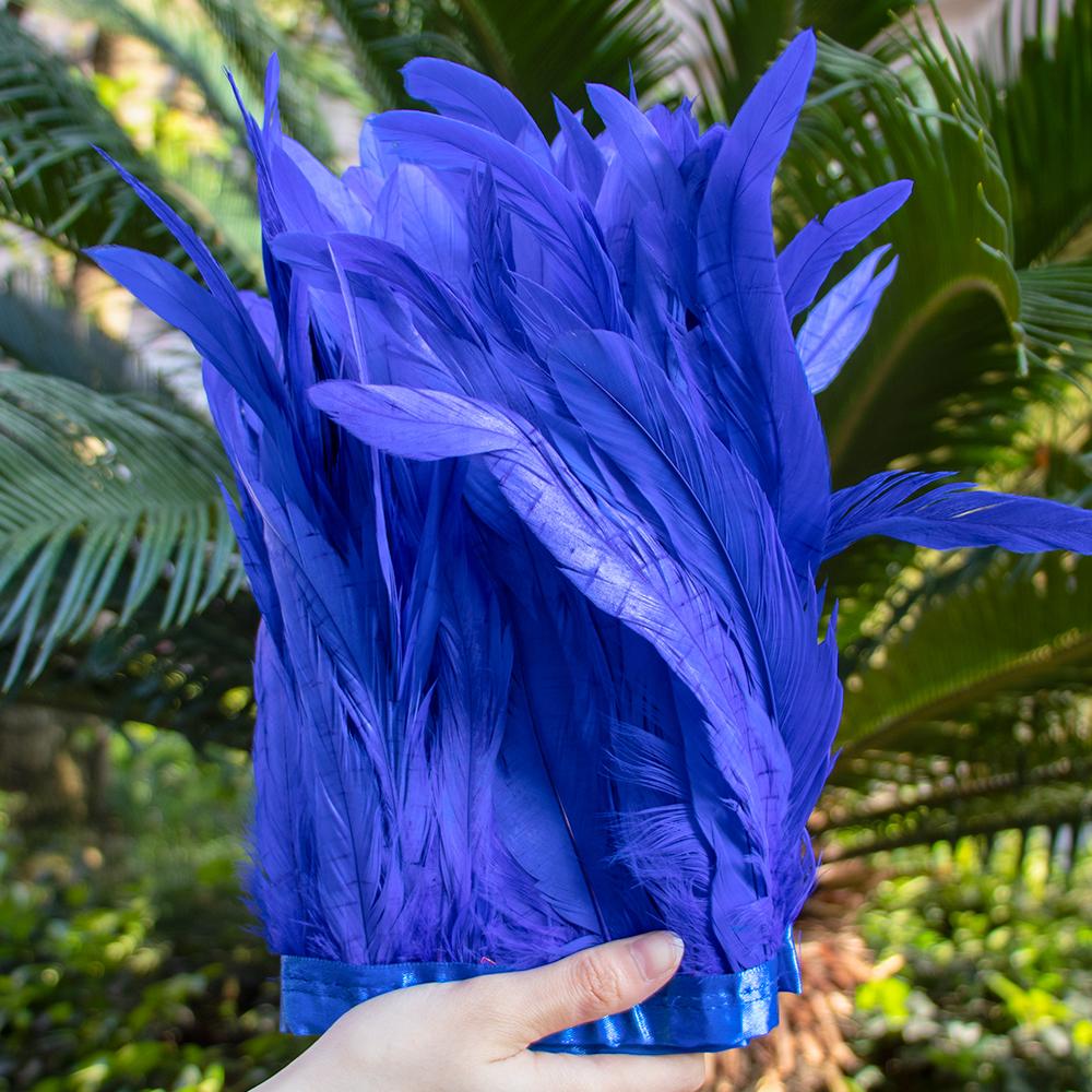 2Meters 25-30CM Rooster Tail Feather Tassel Trim for Wedding Party Dress Handicraft Accessory Cock Plumes Ribbon Chicken Feather