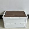 Portable Folding Camping Storage Box with Wooden Lid