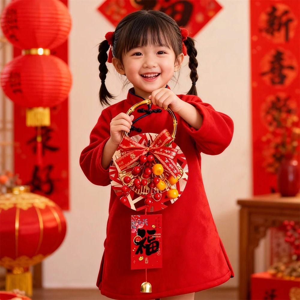 Red New Year Decoration Red Berries Gold Bell Chinese New Year Hanging Pendant Greeting Pomegranate Persimmon