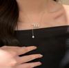 Design Balance Bar Pearl Pull-Up Necklace Women'S Simple Niche Fashion Personality Versatile Neck Chain Sweater Chain
