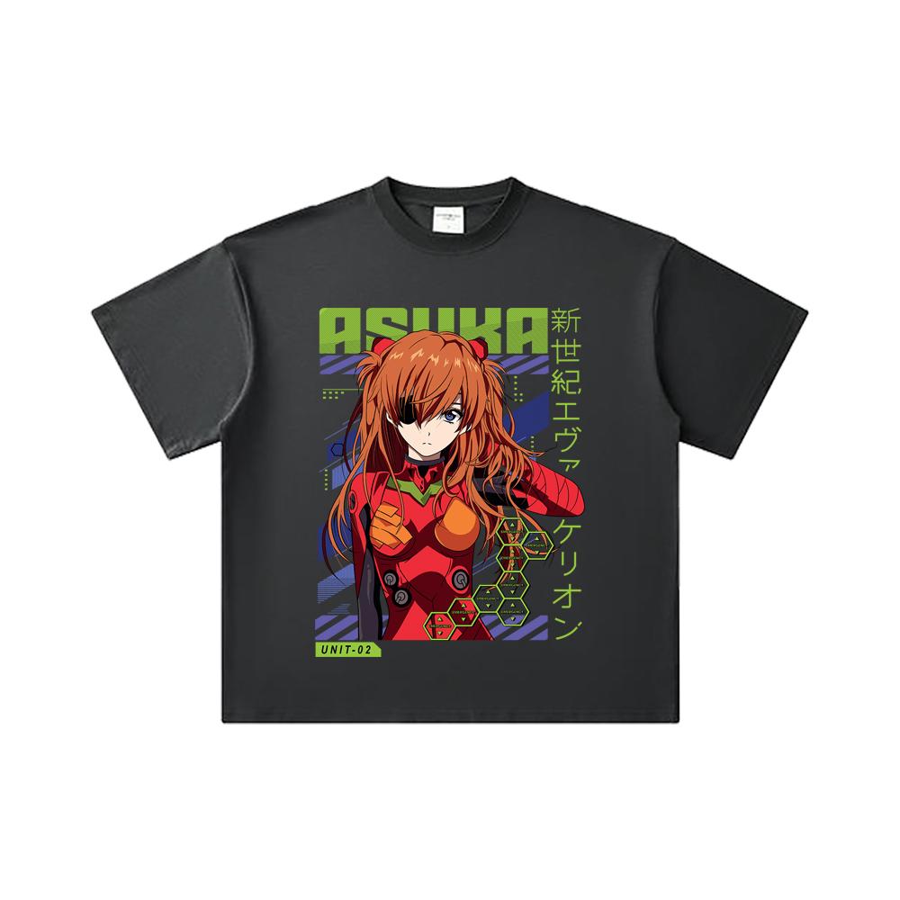 260 GSM Double Yarn 32 Count 100% Cotton Evangelion V3 Asuka Print Unisex Heavy Cotton T Shirt