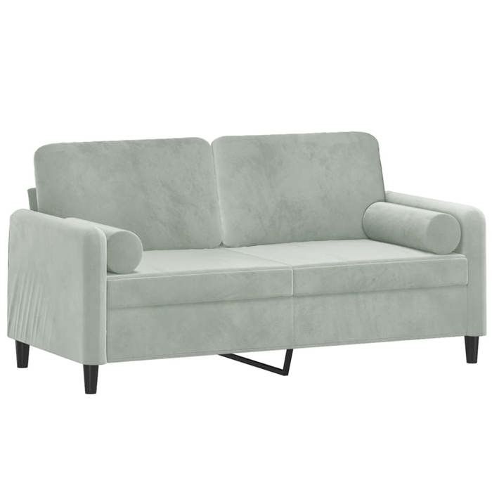 Canapé 2 places - Maison Exclusive - Velours gris clair - Cadre métal robuste - 158 x 77 x 80 cm