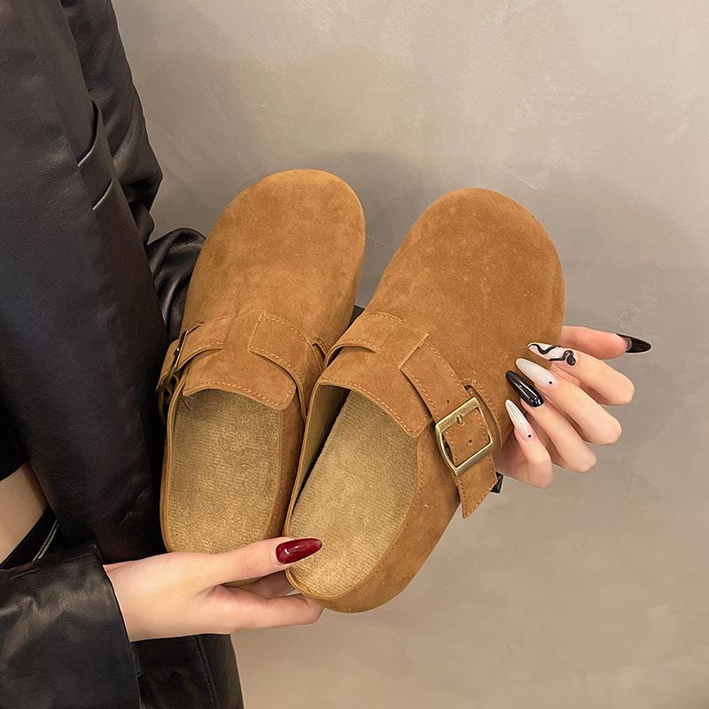 

Тапочки-полушапки Boken с платформой и сумкой, женская верхняя одежда, весна 2025, новые нескользящие туфли Muller в стиле ретро с одной педалью 35 малиновый