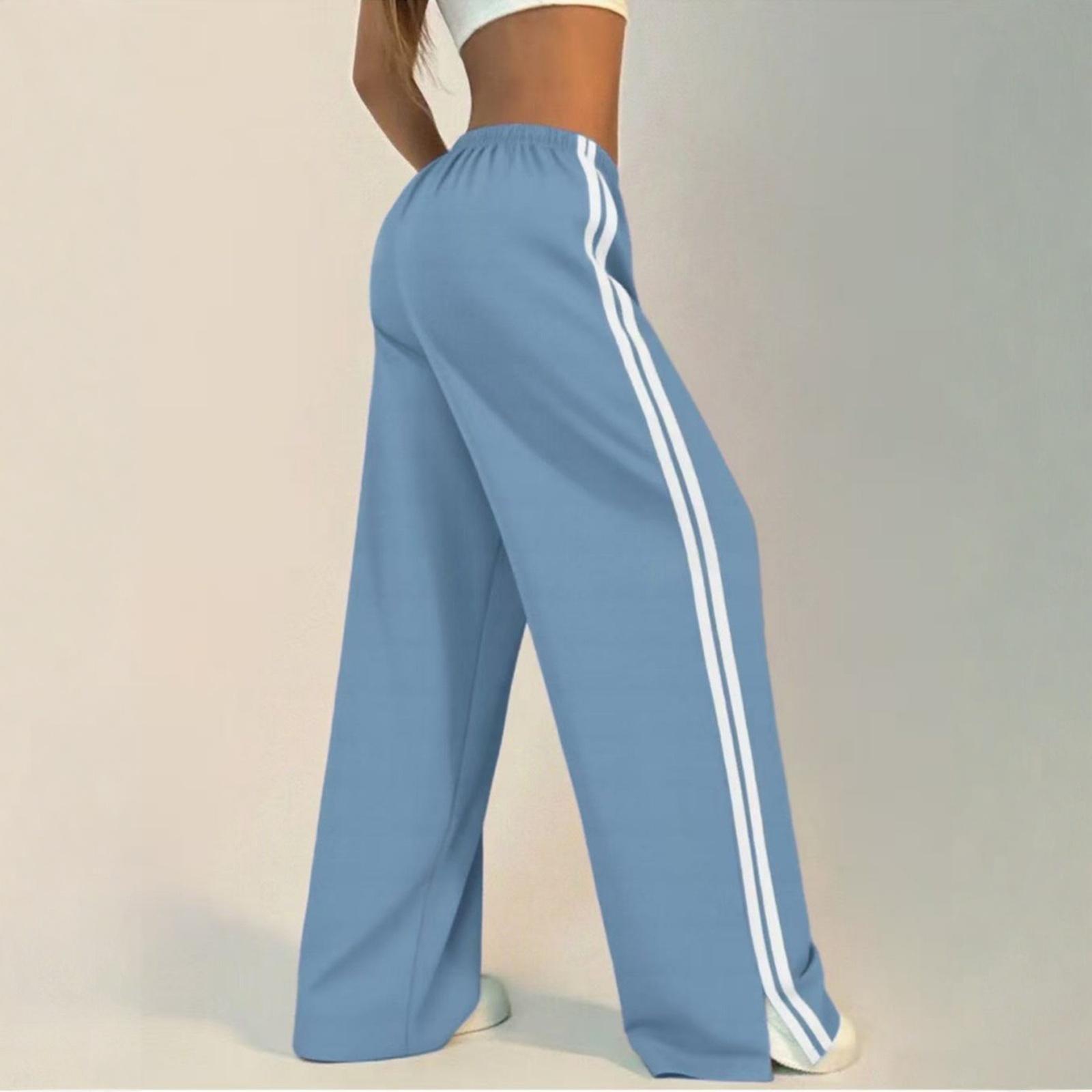 

Женские однотонные повседневные спортивные брюки свободного кроя с высокой посадкой и боковыми полосками M