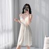 New splicing lace V-neck nightdress women's summer breathable ice silk suspender skirt with cardigan outside direct supply