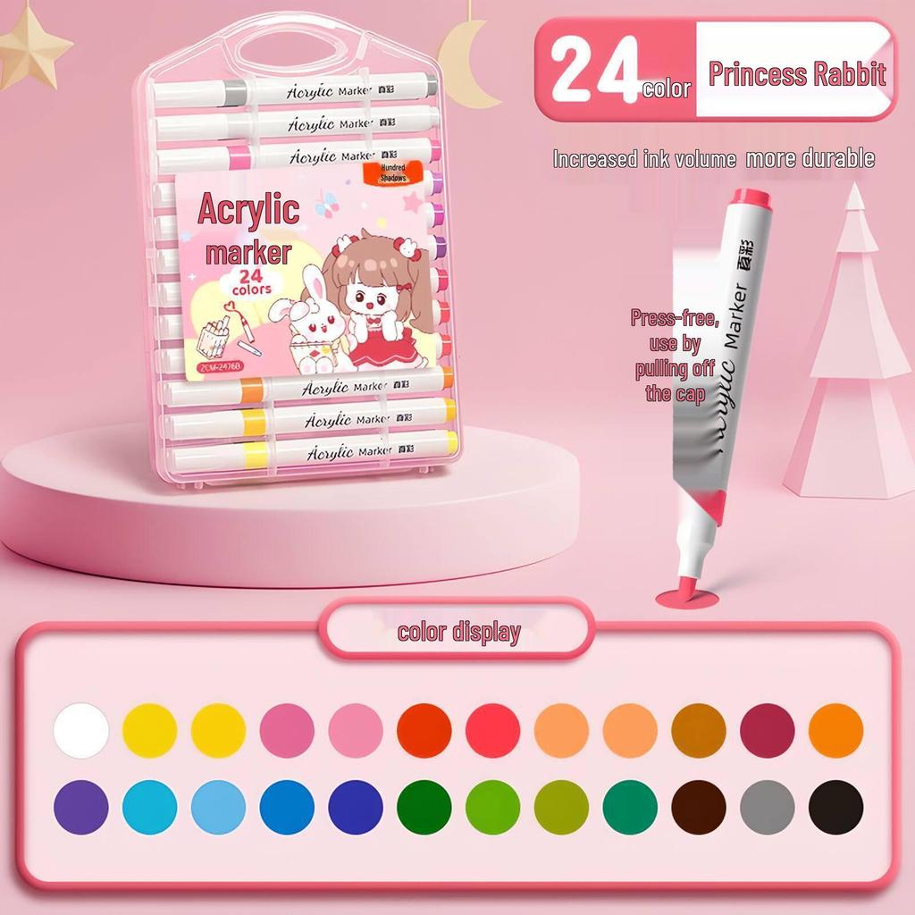True Color Stackable Acrylic Markers - Non-Bleeding Watercolor Pens for Students and Kids