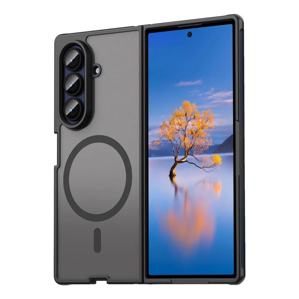 Luxus Z Fold7 Schlank Matt Für Magsafe Hülle für Samsung Galaxy Z Fold 7 PC TPU Hybrid Armor Magnetisches Kabelloses Laden Rückabdeckung