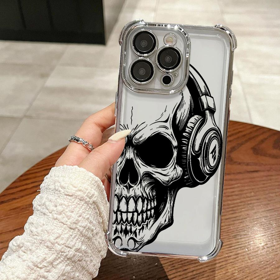 

Skull Wear Headphones Phone Cover Funda Case for Apple iPhone 17 Pro Max 11 15 XS XR Air 14 12 Plus 13 16 17 iPhone 14 Pro