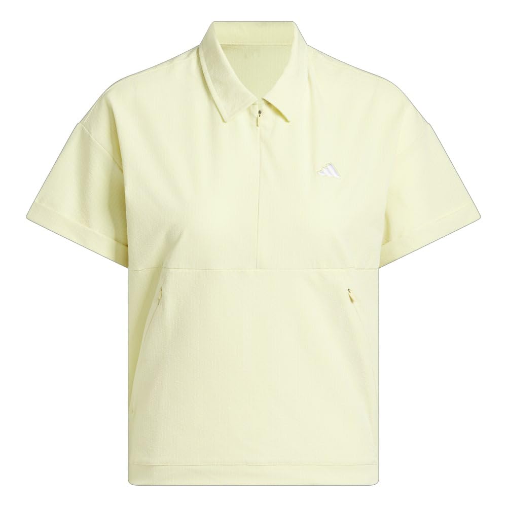 Adidas Golf Beyond the Course Box Silhouette Short Sleeve Shirt for Powder Yellow Water-Repellent 2-Way Women,