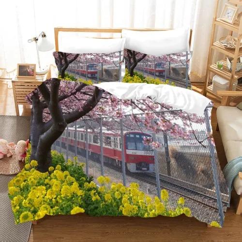 Comforter Steam Train Bedding Set Decoration Gift Suitable For Children Boys Girls Adults. Warm Soft Comfortable Breathable