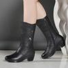 "Korean Style Plus Velvet Mid-Calf Boots for Middle-Aged and Elderly Women - Warm, Large Size Fall/Winter Fashion"