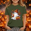 Kids Halloween Printed Short Sleeve T-Shirt Neck Relaxed Fit Casual Top for Boys and Girls