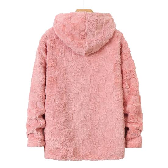 Pánská plyšová bunda s kapucí, chlupatá, na zip, ležérní mikina, jednobarevná, kostkovaná, teplý zimní kabát pro nošení na ulici, do školy, na párty