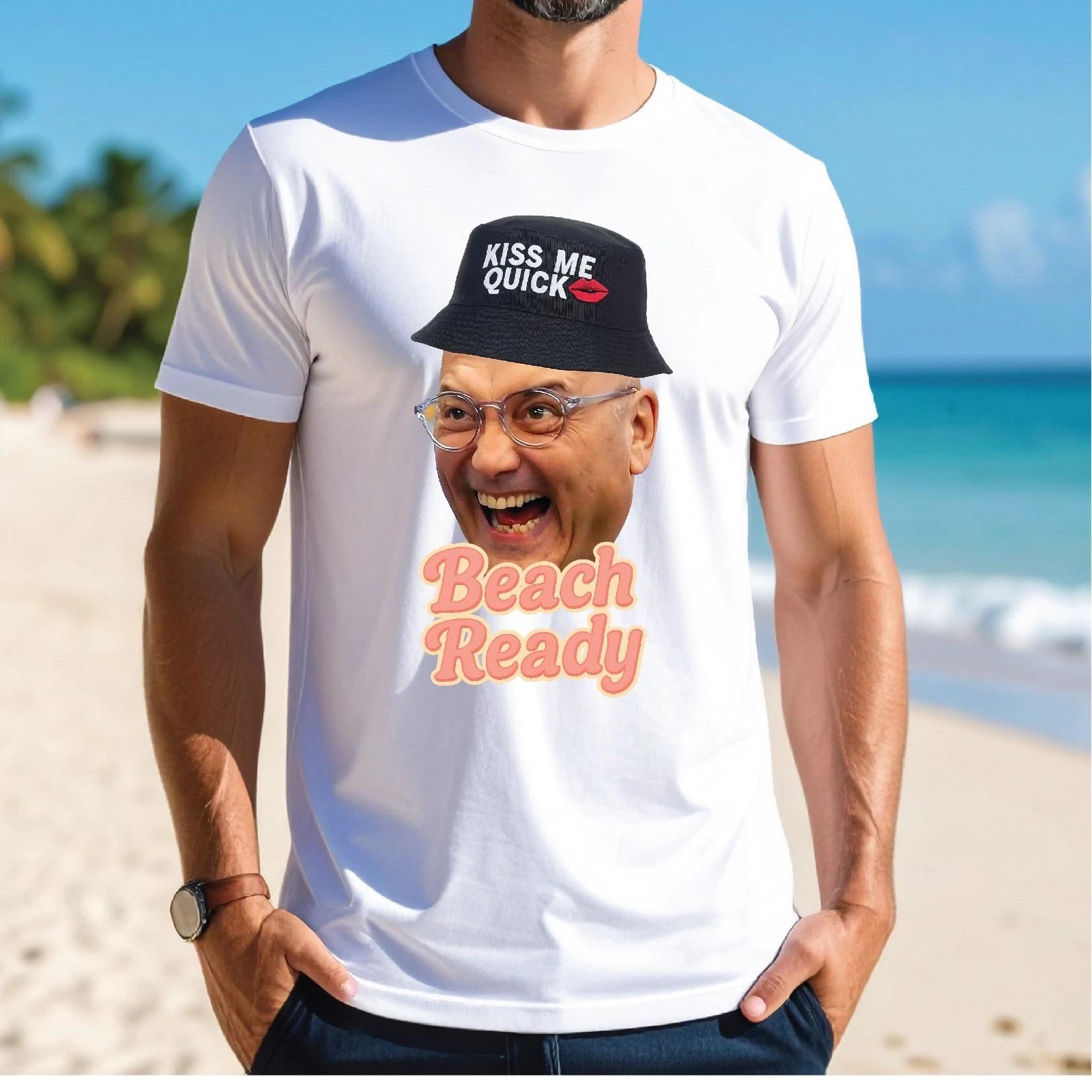 

Gregg Wallace Beach Ready T-Shirt - Funny Rude Holiday Tee Kiss Me Quick Hat M