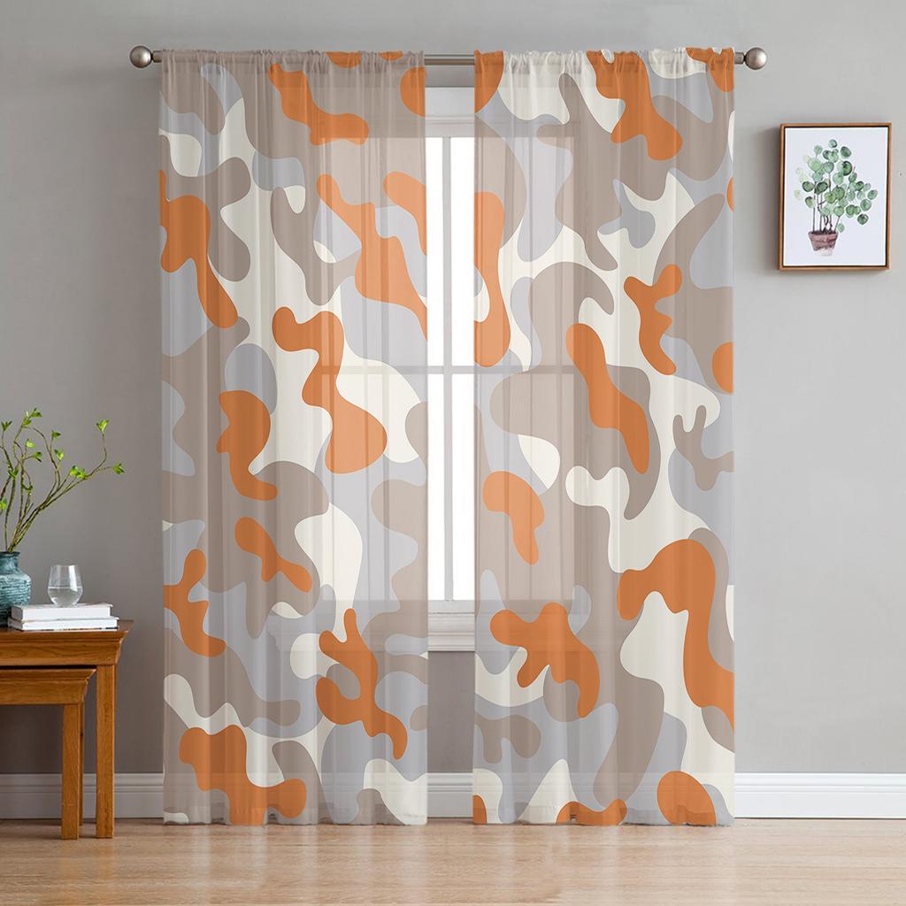 Camouflage Transparente Vorhänge zur Wohnzimmerdekoration Fenstergardinen für die Küche Tüll Voile Organza Vorhänge
