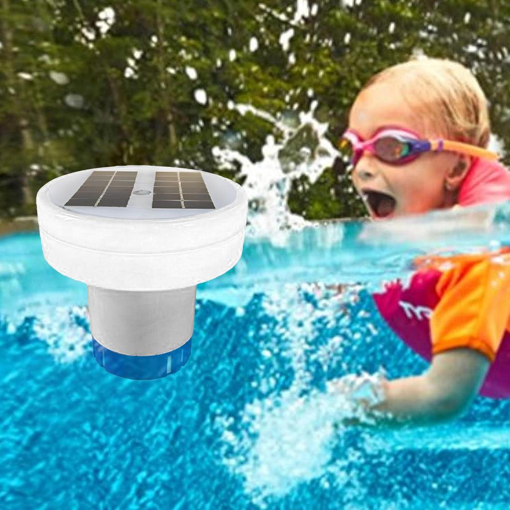 Floating Chlorine Dispenser for Pool Floated Water Cleaner and Purifier Solar Powered Light Up Chlorine Holder Tablets Floater