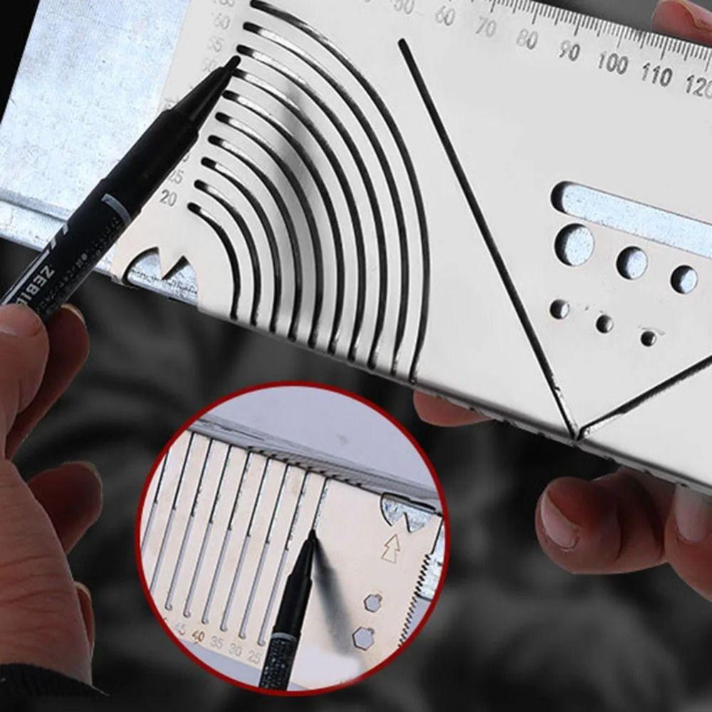 Metal Marking Pipe Cutting Guide Stainless Steel Four-sided Ruler Angle Arc Marking Tool  DIY