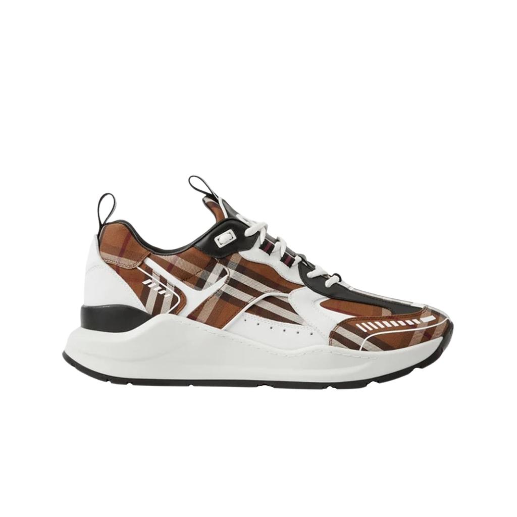 Burberry Vintage Check Cotton Leather Sneakers Dark Birch Brown