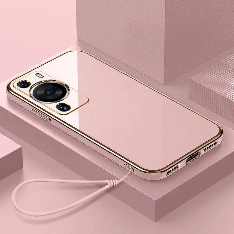 Für Huawei P60 Hülle, Huawei P60 Pro Hülle, Huawei P60 Art Handyhülle LNA-LX9 MNA-LX9, luxuriöse quadratische Beschichtung, stoßfeste Rückseite