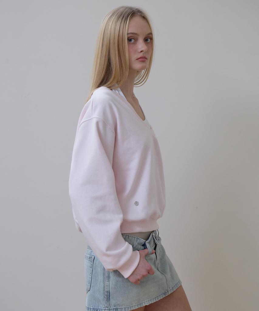 Rosefranz Deep V-Neck Sweatshirt [Pink]