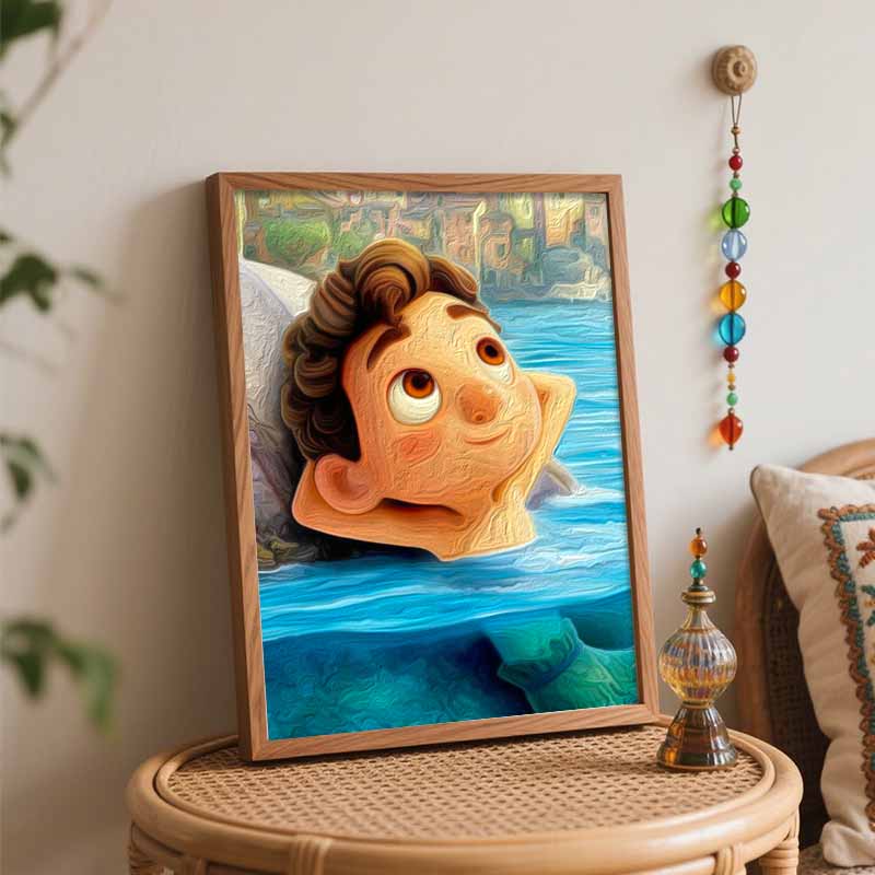 Disney Luca digital oil painting diy handpainted coloring painting home decoration, abstract wall art gift canvas for modern room decor
