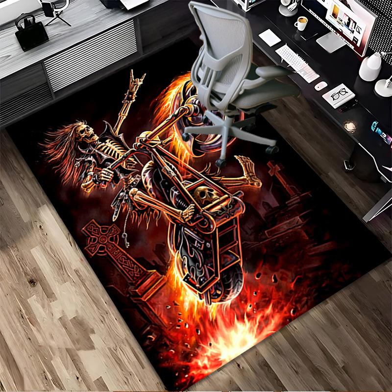 Skull Rider Living Room Nonslip Area Rug Soft Carpet For Bedroom Game Playroom Sofa Office Home Decor Doormat Christmas Gift