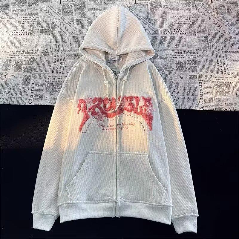 Women’s Vintage Star Corduroy Hooded Jacket - Trendy Loose Fit for Spring & Autumn