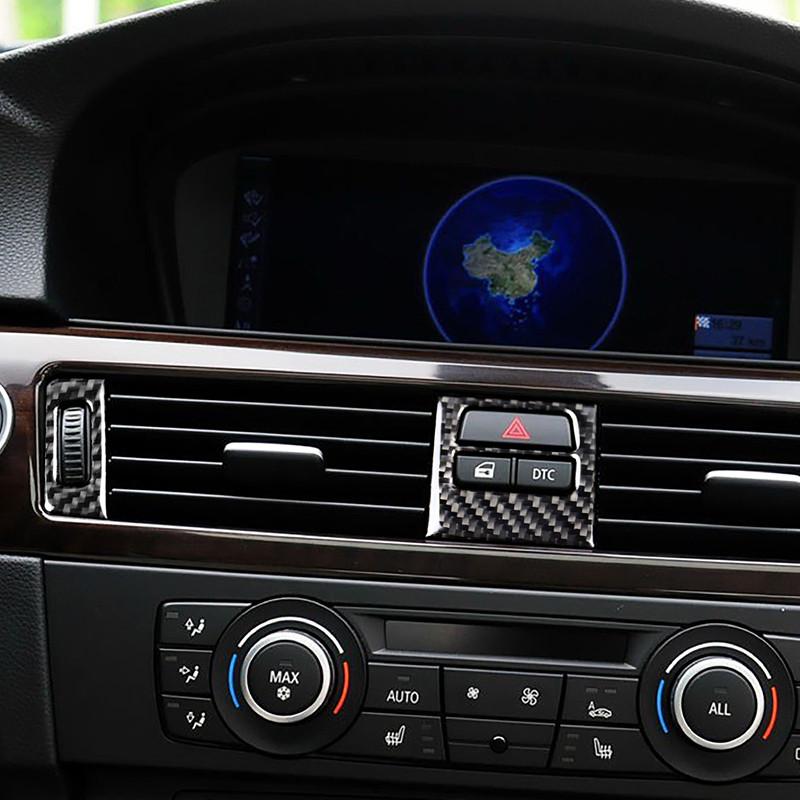 Carbon Fiber Car Center Console Gear Control Button Panel Frame Trim Stickers For BMW 3 Series E90 2005-2012 Accessories