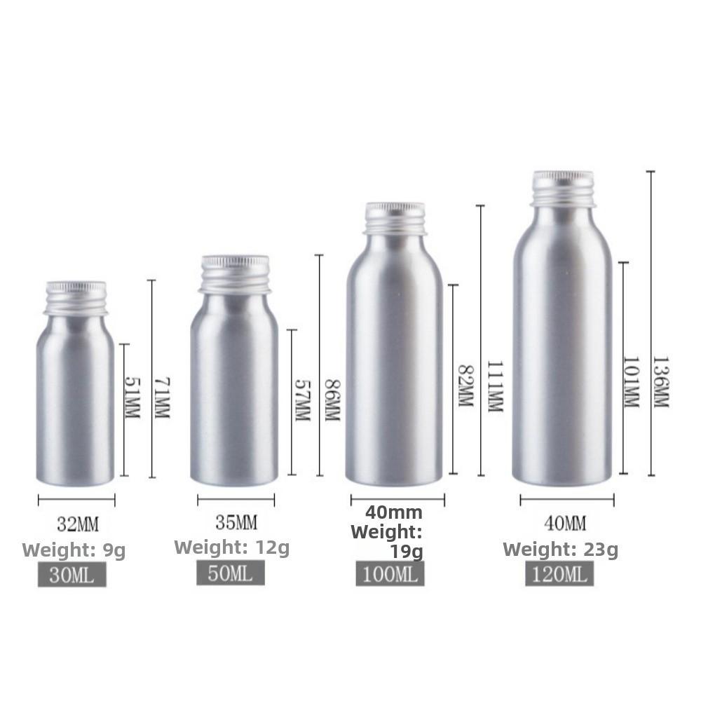 with Screw Cap Aluminum Bottle 30ml-500ml Travel Bottles Portable Silver Aluminum Cans  Shower Gel