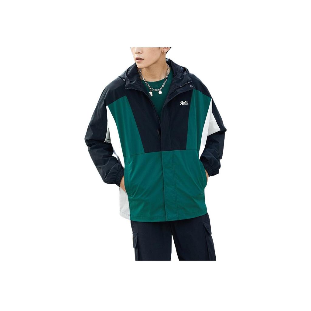 Anta Lifestyle Series Logo Patch Zipper Hoodie Jacket Men Jacket Pond-Green 952138610-3