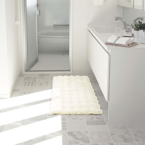 Okato pocotto interior mat, kitchen mat, entrance mat, ivory, washable, non-slip, feels as smooth as stroking a rabbit, 80cm wide x 50cm deep x 3cm hi