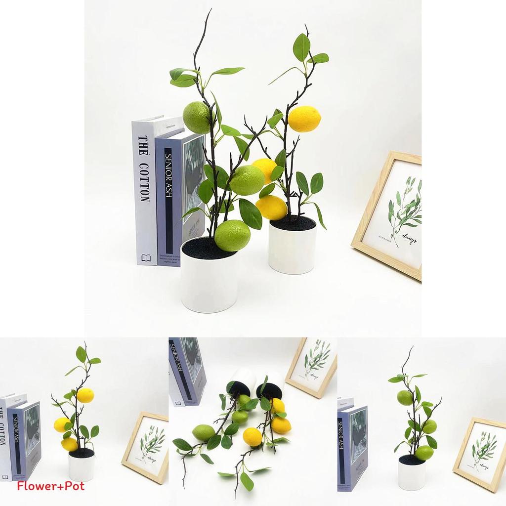 Lemon Indoor Decorative Plant With Faux Fruits For Photography And Home Decor