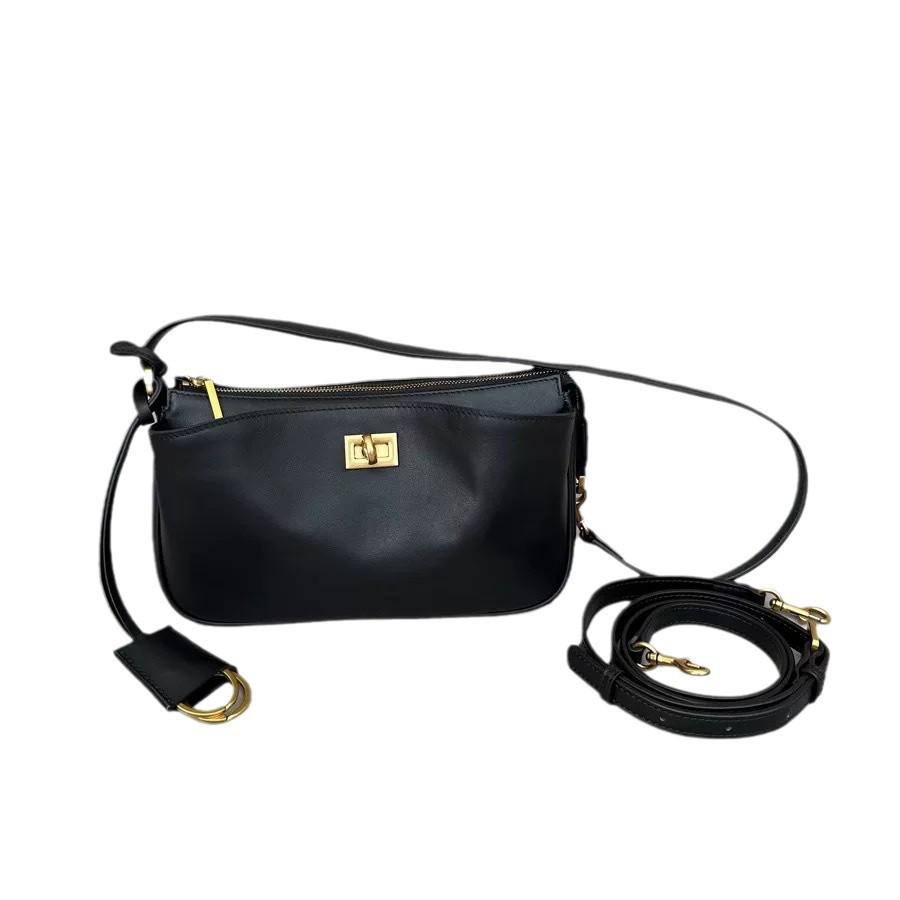 Bolsa Hobo Transversal Feminina de Couro Genuíno 2025 de Alto Nível com Fecho