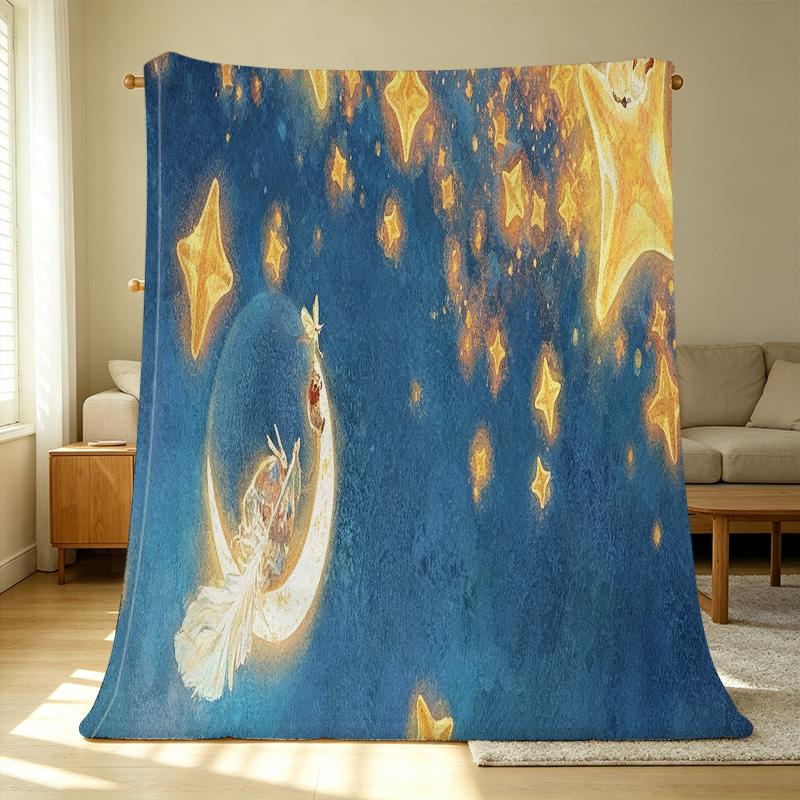 Postpartum Maternity Flannel Blanket Dreamy Starry, Anti-Pilling, Soft & Skin-Friendly, Warm Cozy for Home Relax, Ideal for Christmas & Halloween