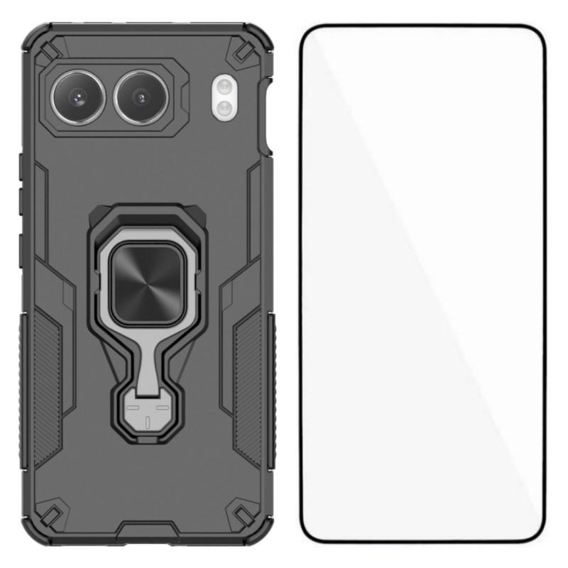 For OnePlus Nord 4 Phone Case WANLONFENG PC TPU Back Cover Kickstand with Tempered Glass