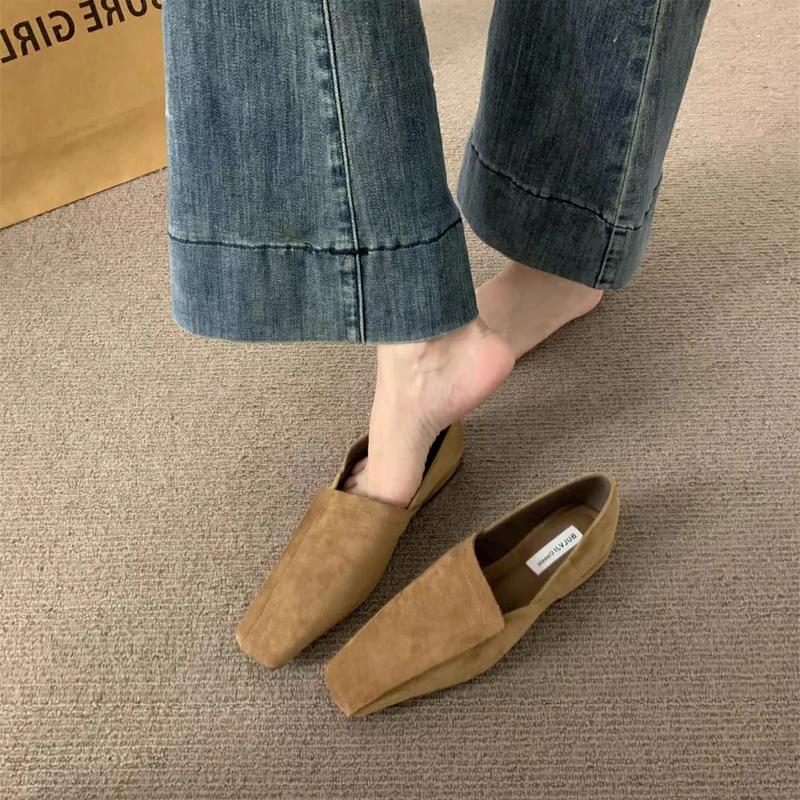 Flats Women Loafers Shoes Elegant Leather Square Toe Soft Shoes 2025 Trend New Brand Spring Walking Comfort Femme