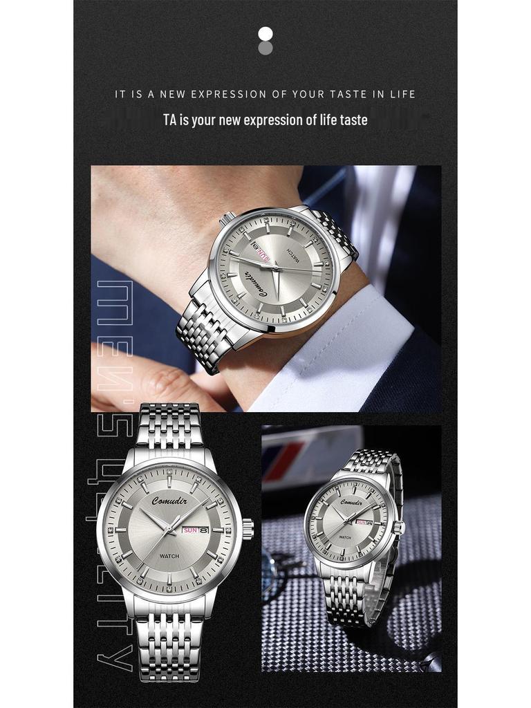 Pánské luminiscenční vodotěsné automatické skeletonové hodinky s dvojitým kalendářem