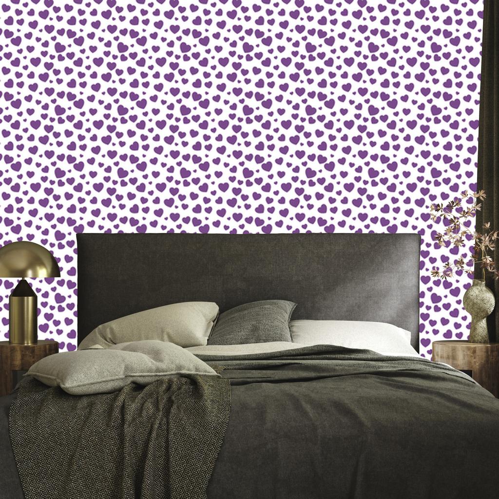 Heart Wallpaper White, Purple, Light Gray and Lavender 50x1000