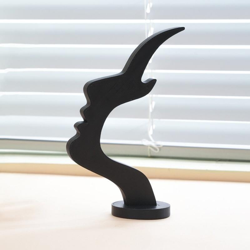 

Elegant Side Face Glasses Holder - Minimalist Black Design, Secure Artistic Storage Solution for Desk or Bedside, Ideal Holiday чёрный