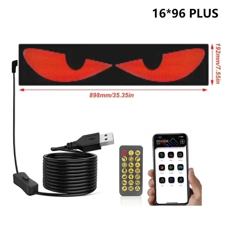 Car Flexible LED Display Soft Screen Devil Eyes Light Programmable Matrix Pixel Panel DIY Pattern Text Animation Display for Car