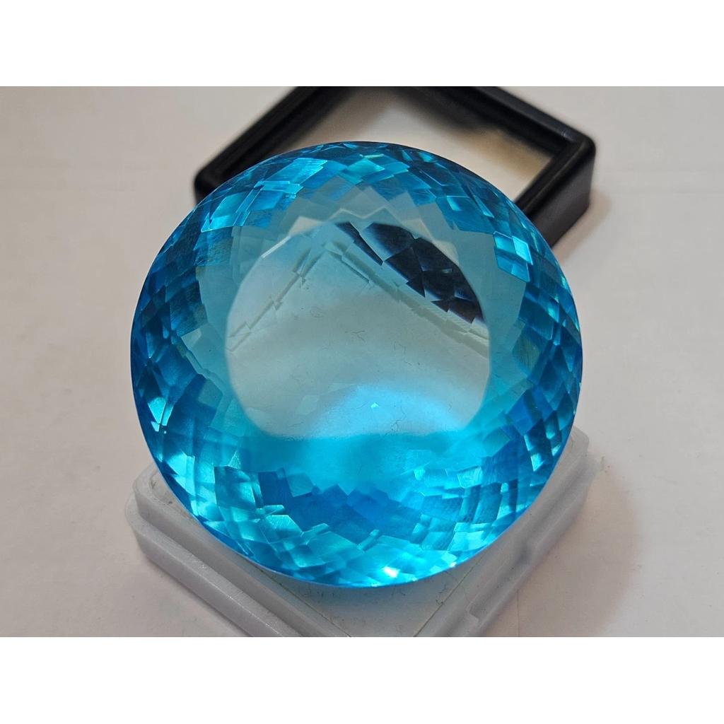 Swiss Blue Brazilian Topaz 150 Ct Round Cut Fabulous Certified Loose Gemstone