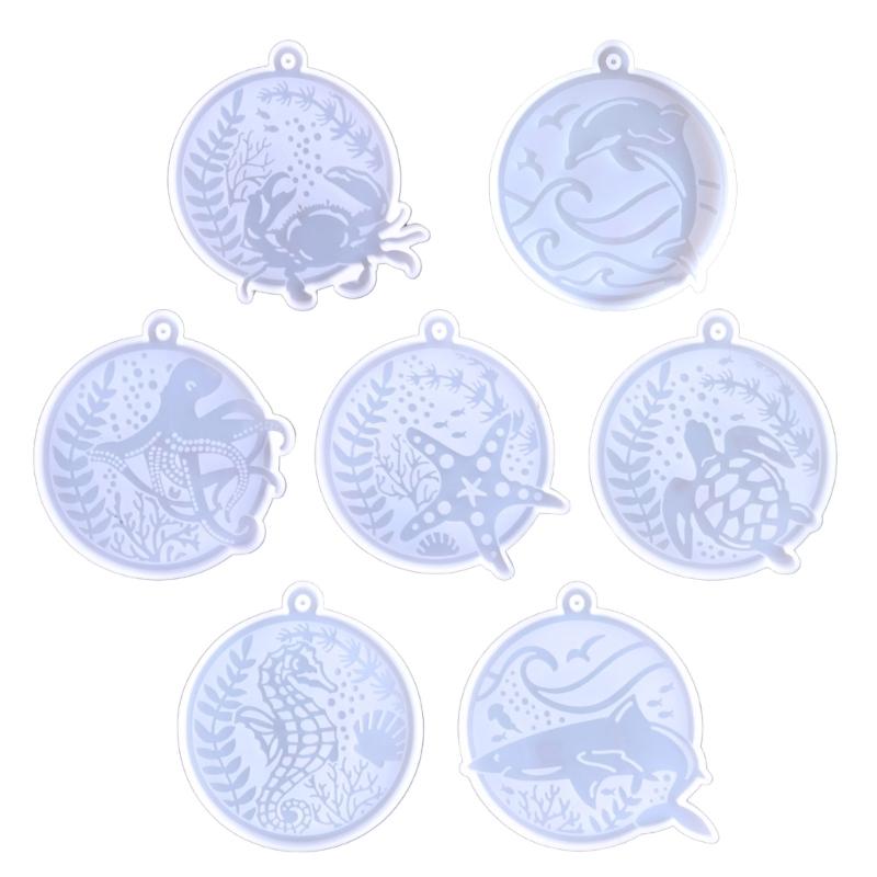 Shiny Glossy Silicone Resin Molds Marine Animal Keychain Mold DIY Pendant Ornaments Jewelry Epoxy Resin Crafting Molds