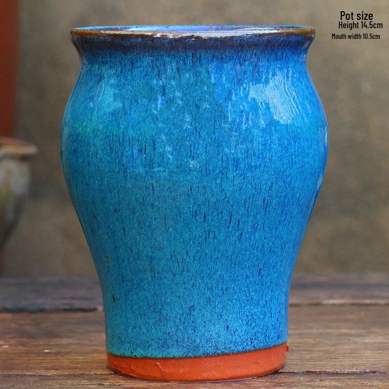 Handmade Retro Zisha Ceramic Pot for Succulents, Orchid, and Asparagus - Breathable Small Flower Pot