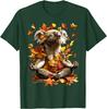 Meditating Koala Autumn Leaves Graphic Tee Men Women Casual Soft Cotton T-Shirt