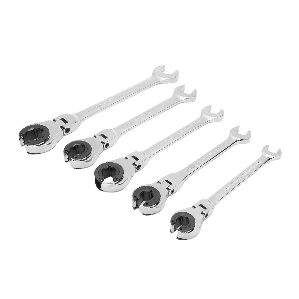 5PCS Double End Open Wrenches Flexible Head Ratchet Wrench Set for Air Conditioning Brake Line 10mm 11mm 13mm 14mm 17mm