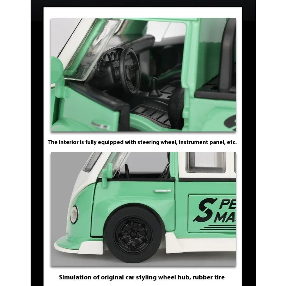1/32 Scale Bus T1 Modified Alloy Metal Diecast Car Model VW Collection Vehicle Kids Toy Car Holiday Gifts Box Present Scale
