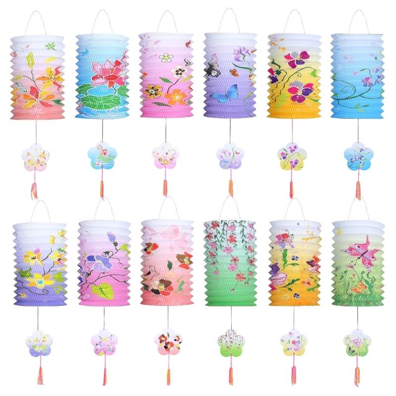 

Pack of 12 Hanging Flower Lanterns Paper Lanterns Flower Hanging Light Paper Texture Perfect for New Year Festivities 1